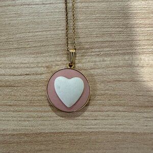 Vintage Wedgwood Pink & White Heart Pendant Necklace